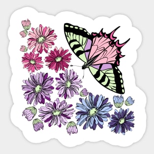 Butterfly in flowers Sticker